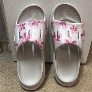 Hoka Women's Recovery Slide with Pink Floral Design